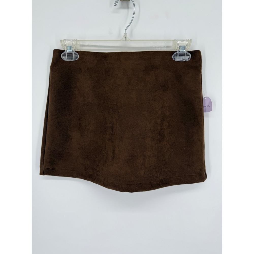 NEW Witty Fox Skort Women XS Brown Faux Suede Mini Skirt Shorts Built-in Lining